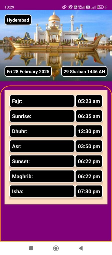 Offline namaz times android app